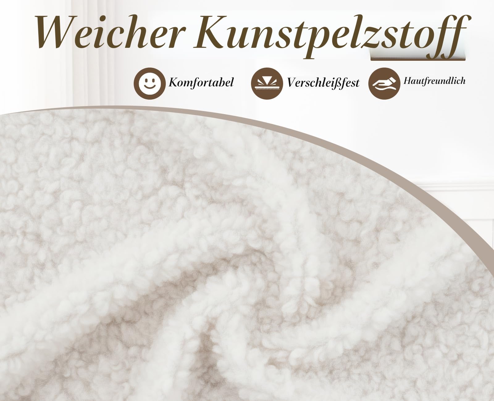 chairus Schminktisch Stuhl aus Kunstfell Loungesessel Schlafzimmer, Moderne Cocktailsessel mit Metallbeine Polsterstuhl für Wohnzimmer, Weiß