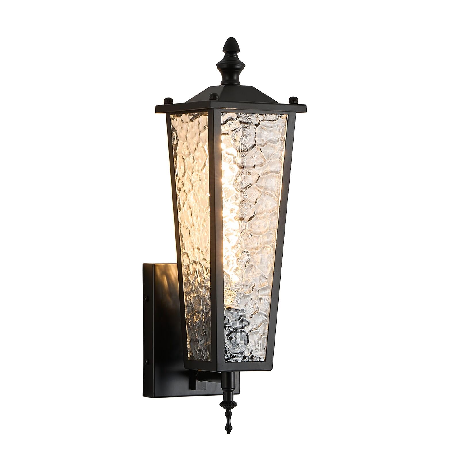 Photo 1 of BIEOCUR 2-Pack Outdoor Wall Light, Black Exterior Lighting Fixture with E26 Sockets & Textured Glass, 17.7in Waterproof Porch Wall Lanterns for Garage,Patio,Front Door,House