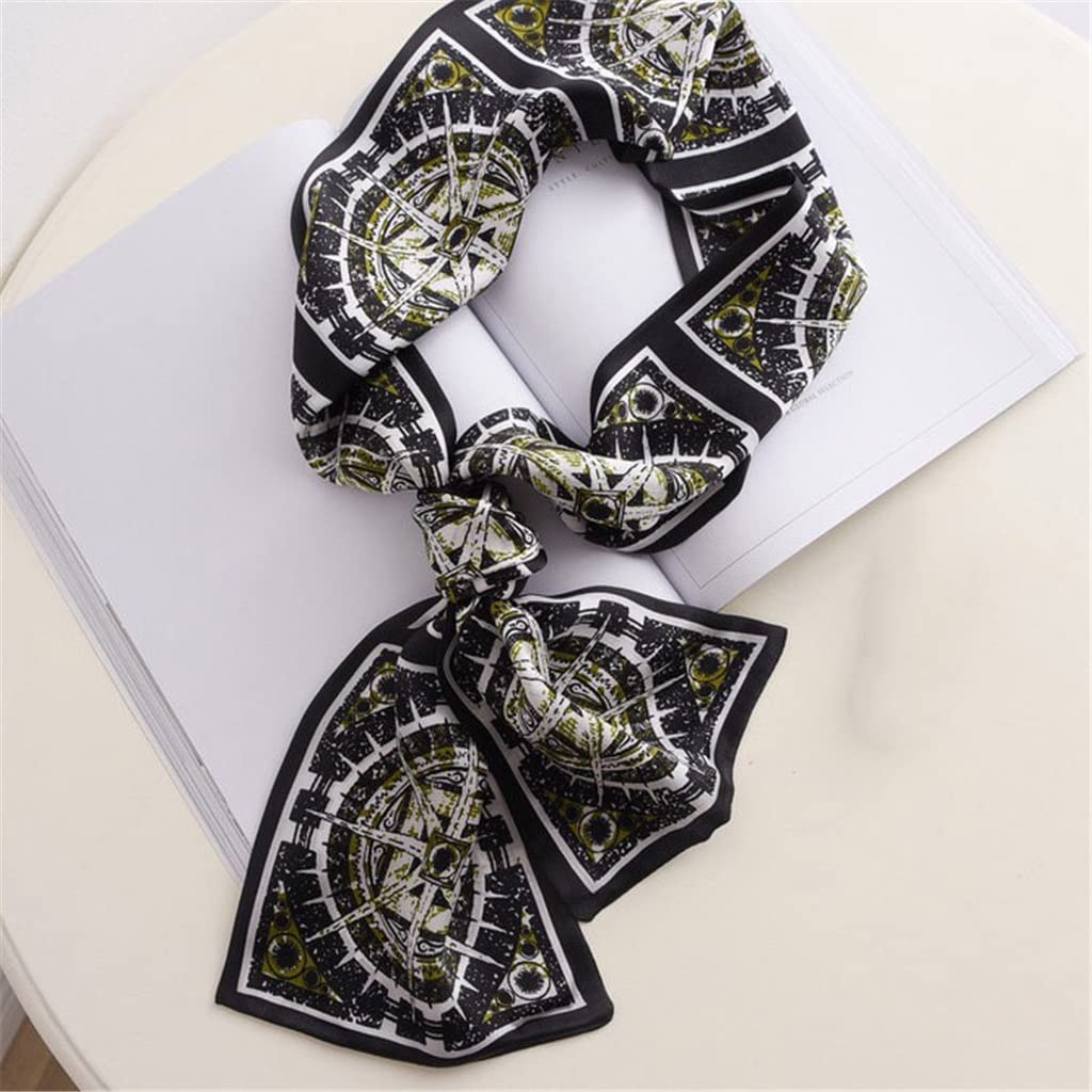Pañuelo de Seda SiLong, pañuelo de Seda de Doble Capa, pañuelo Estrecho para el Cuello, Banda para el Pelo con diseño de Serpentina para Mujer (Talla única)