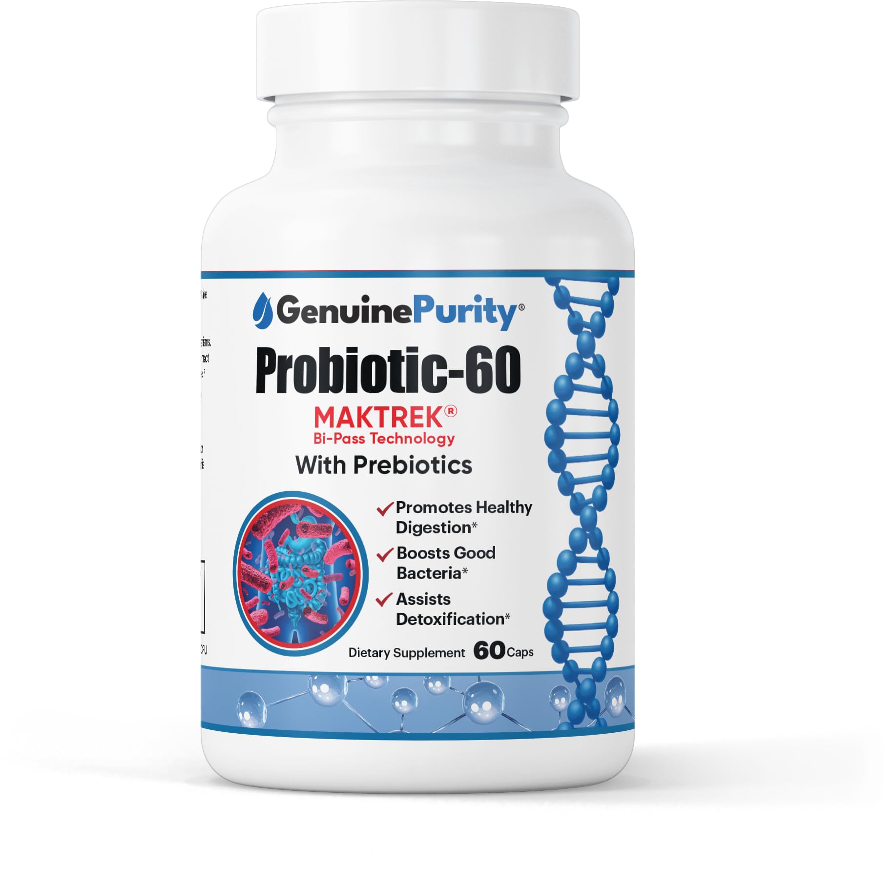 Probiotic Supplement 60 Billion CFU - Multi-Strain Probiotics with MAKTREK Bi-Pass Technology -Supports Digestive Balance, Gut Health & Daily Wellness