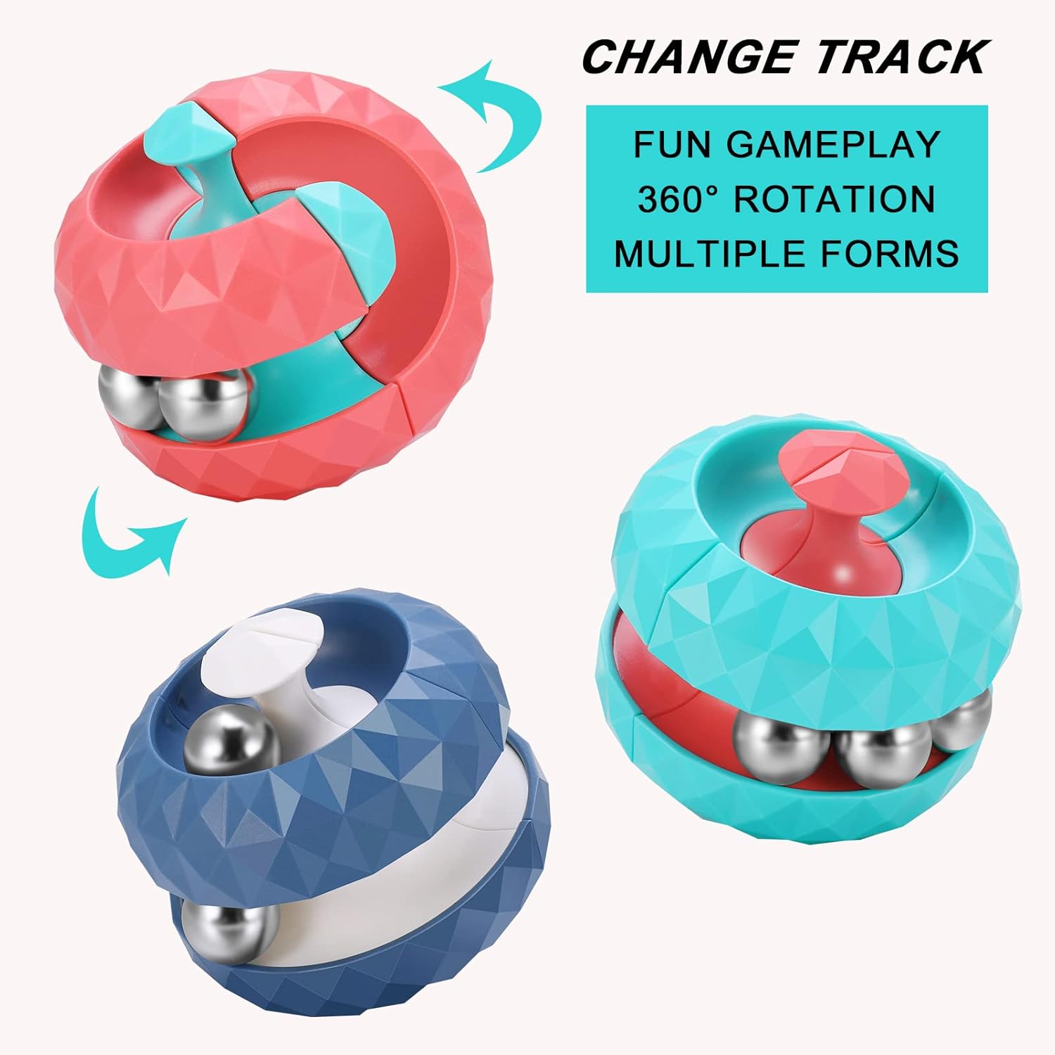 FRIUSATE 3 Pieces Rotating Cube Bead Orbit Ball Maze Ball,Track Pinball