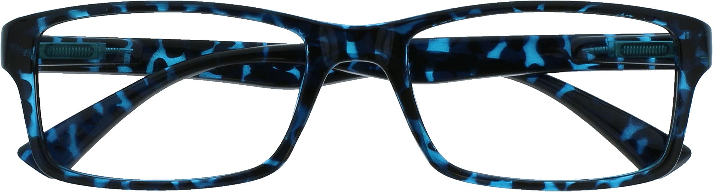 OPULIZE PEP Reading Glasses for Women Men, Large Rectangular Designer Frame with Spring Hinges, Scratch Resistant, Blue +2 (Pack of 1)