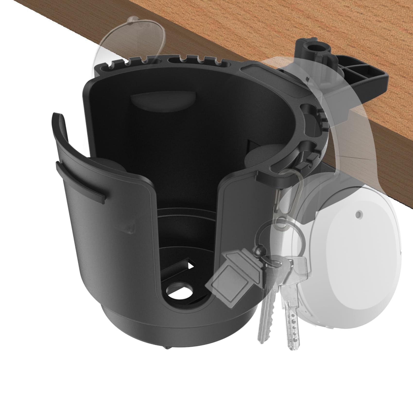 Desk Cup Holder with Spill-Proof Cup Design, Clip on Cup Holders for Desk, Table, Porch Swing, Patio Chair , Fits Maximum Diameter of 3/3.38 inches