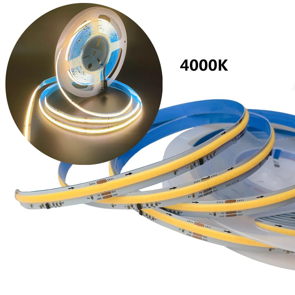 Striscia LED COB ad Acqua Corrente Fluente Inseguitrice 5M Luci a Striscia LED WS2811 24V Corsa di Cavalli LED Sequenziale a Nastro con Controller RF a 3 Tasti+Alimentatore 24V 100W (Bianco