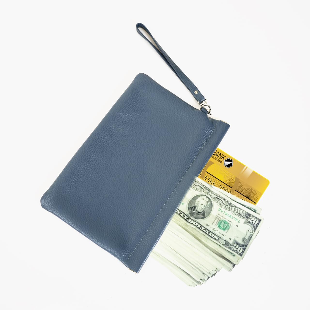 Genuine Leather Wristlet Handbags Purses Cell Phone Pocket Clutch Wallet Coin Purse For Men Women - Image 8