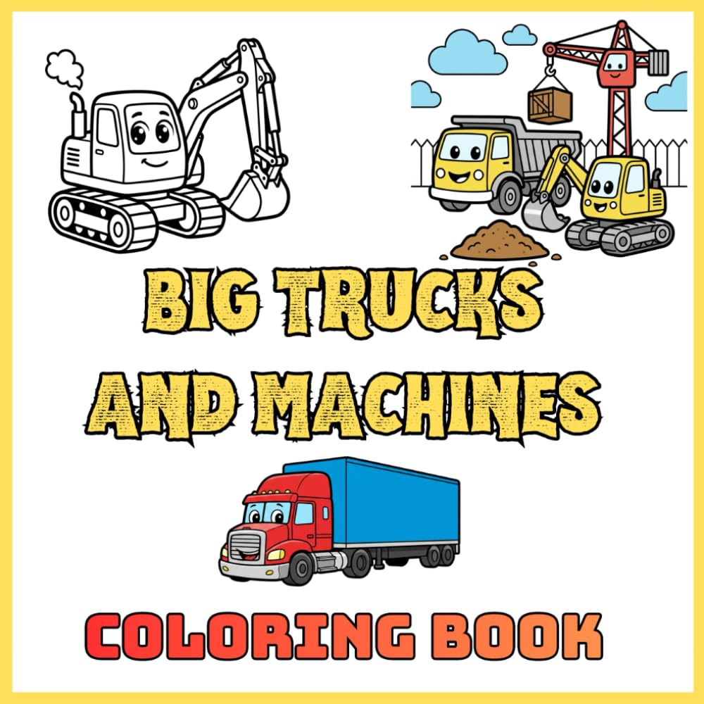 Big Trucks and Machines: Toddler and Children Coloring Book: Large & Bold Simple Illustrations of Big Trucks, Construction Machines, and Heavy Equipment (Simple, Easy, Fun Coloring Books)
