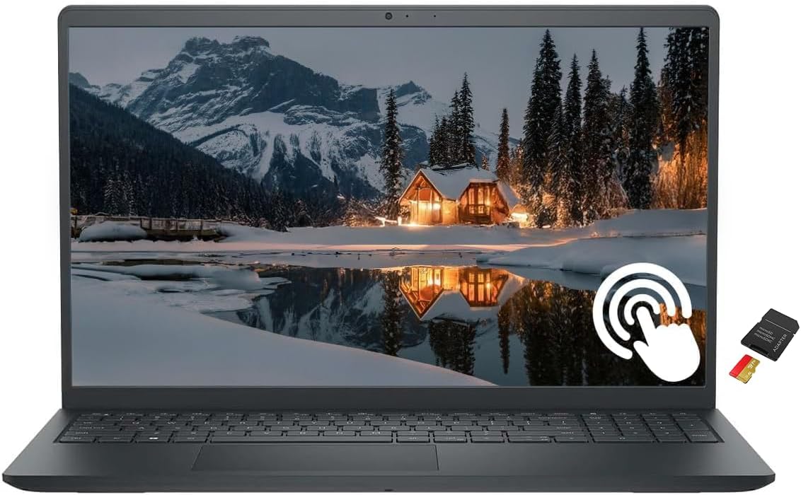 Dell Inspiron 15.6" FHD Touchscreen Business & Student Laptop Computer, 12GB RAM 512GB Storage (256GB SSD+256GB External), 8-Cores AMD Ryzen 7 Processor, Windows 11, Numeric Keypad, Black, No Mouse