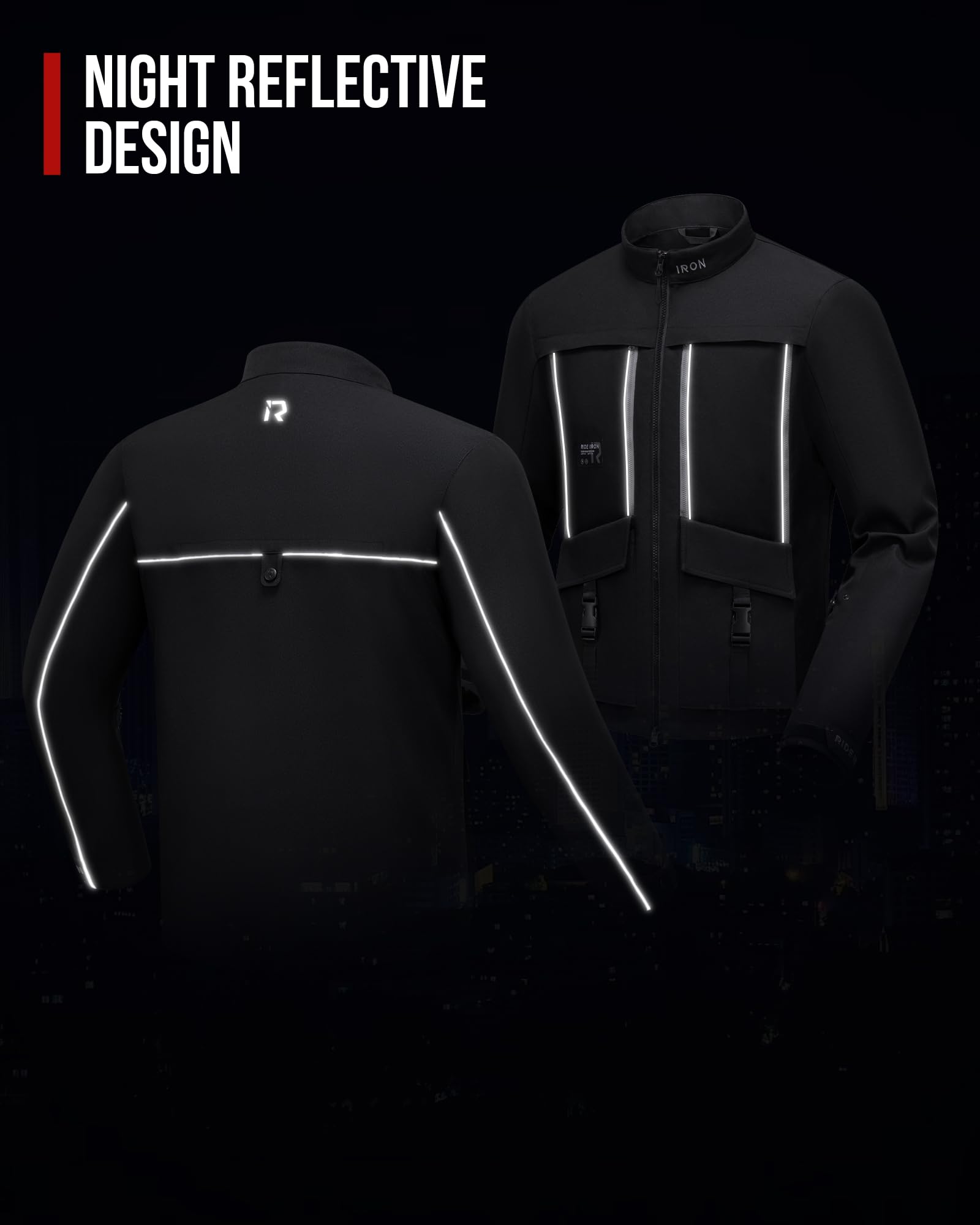 RIDEIRON Motorradjacke Herren Atmungsaktiv mit CE2 Protektoren – 4 Jahreszeiten Textiljacke, Abnehmbare Thermofutter, Reflektoren, Viel Stauraum, Touring & Adventure