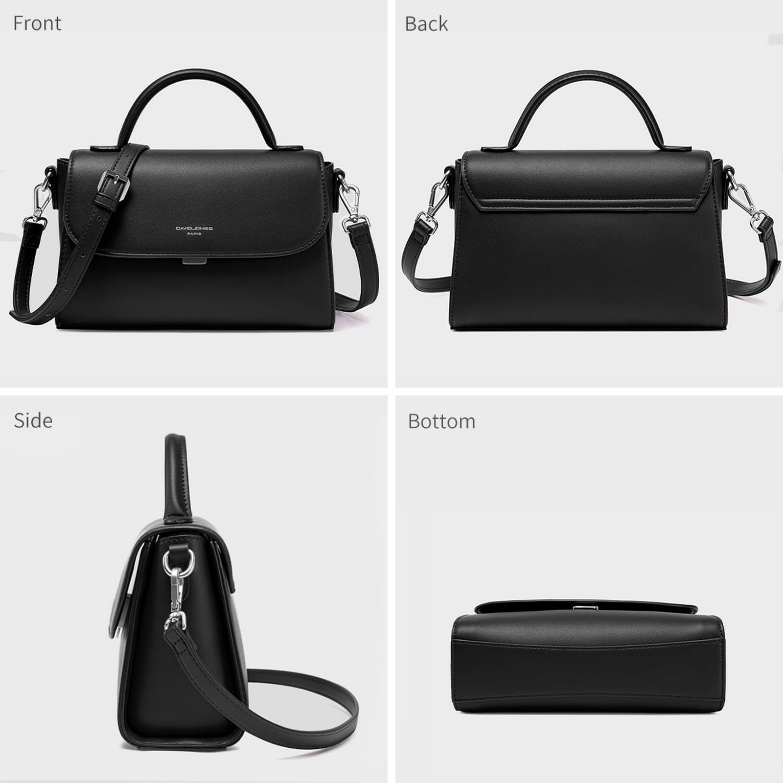 David Jones - Damen Umhängetasche Mittelgroß - Frau Handtasche Klappe mit einem Henkel PU Leder - Modische Schultertasche Henkeltasche - Elegante Stilvolle Tasche Alltag Crossbody Bag