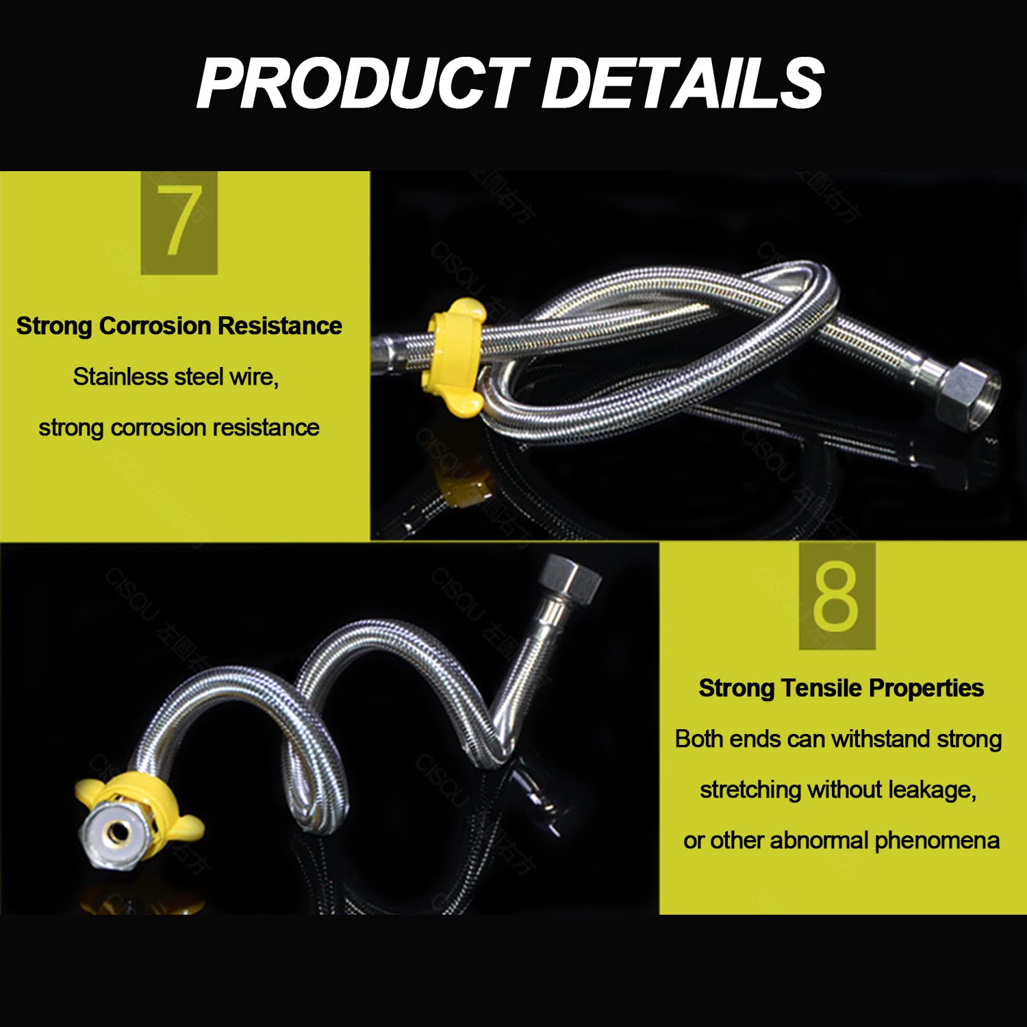 Manguera De Conector De Grifo De Doble Cabezal, Tubo Trenzado De Acero Inoxidable 304 De 7M-10M De Largo Adecuado para Reemplazo De Manguera De Grifo,Length 10M