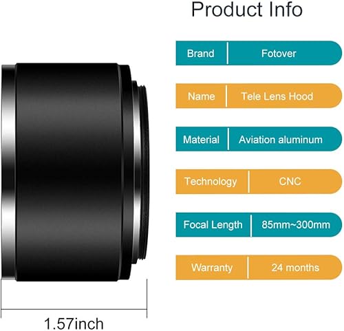 Miniatura 3 de Tele - Parasol de 2.165 in con tapa de lente central para Canon Nikon Sony Pentax Olympus Fuji Sumsung Leica lente de rosca estándar + paño de