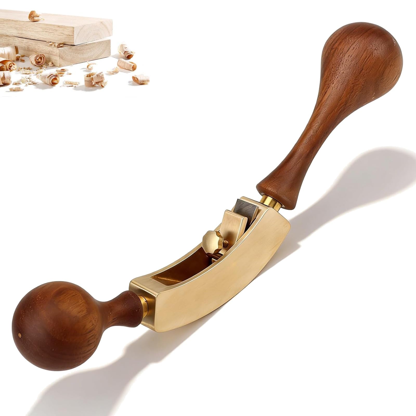 Strug do drewna z dnem łukowym, przenośny miniaturowy strug ręczny z miedzi, wygodny uchwyt, narzędzie do strugania z blokiem drewnianym, ręcznie robione narzędzia