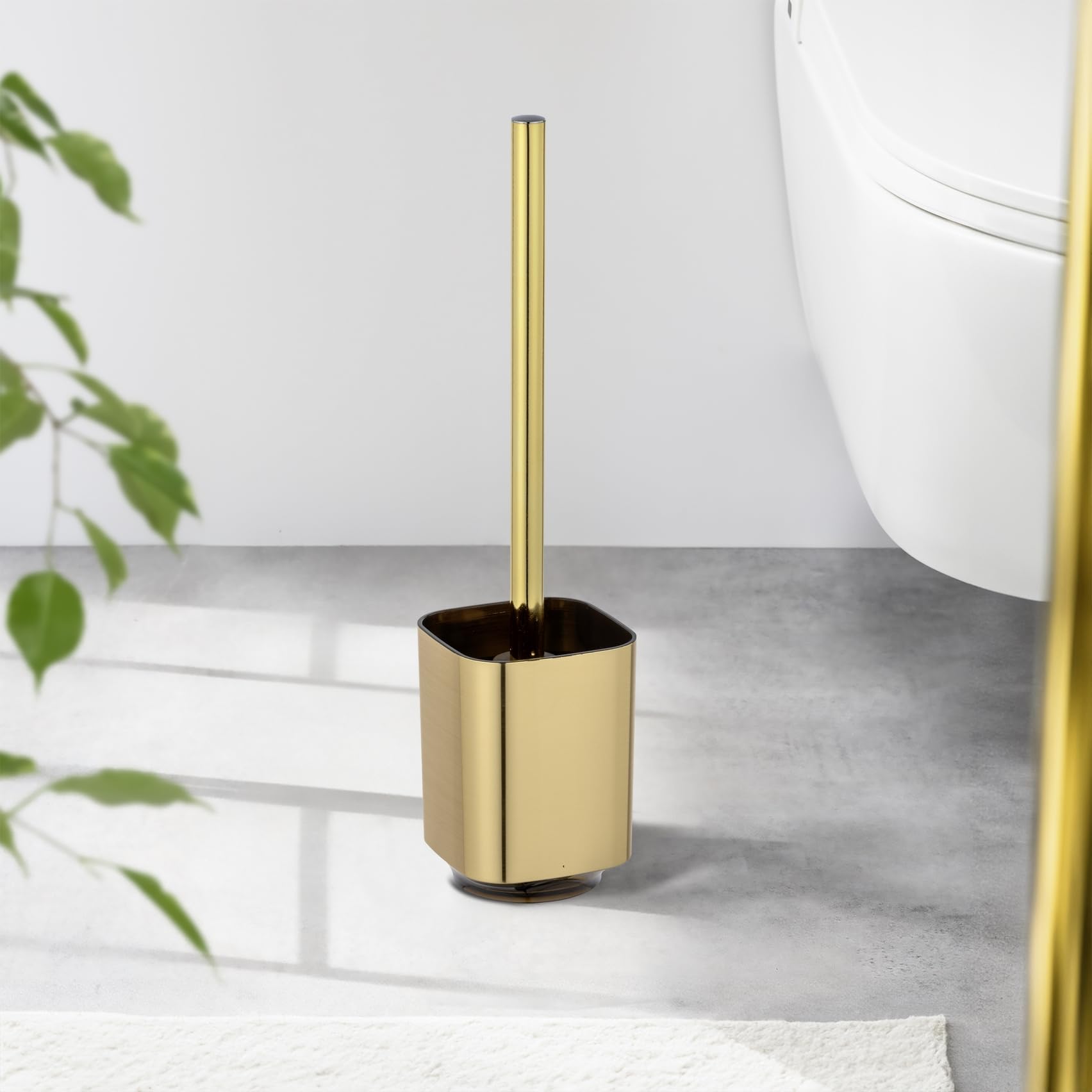 WENKO Toiletset Lanciano, toiletborstelhouder in een bijzonder, gestructureerd design, van hoogwaardig kunsthars, met toiletborstel met kunststof borstelkop en elegante handgreep, 11 × 37 cm, brons