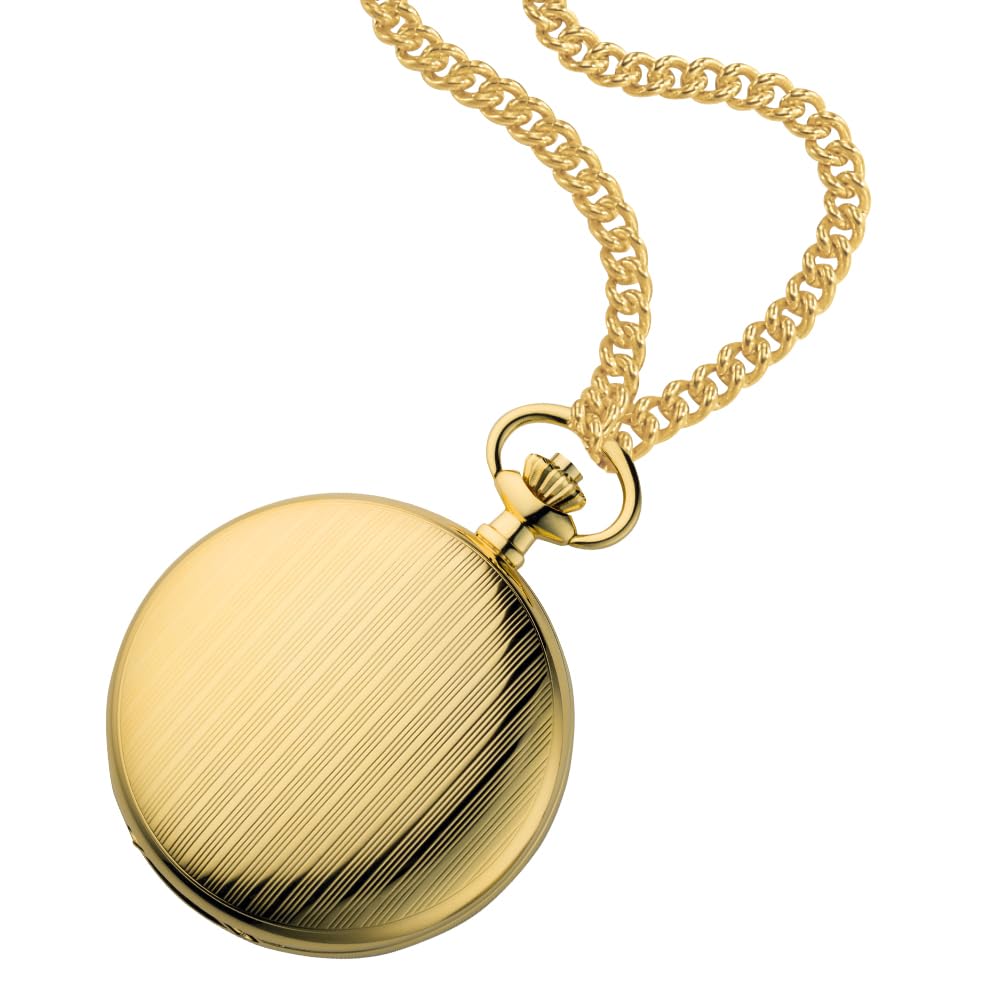 DUGENA Herren Taschenuhr Cavalier 4460501 – Klassische Taschenuhr mit Handaufzug & Kette – nostalgische Herrenuhr im goldfarbenen Gehäuse Vater, Opa oder Ehemann