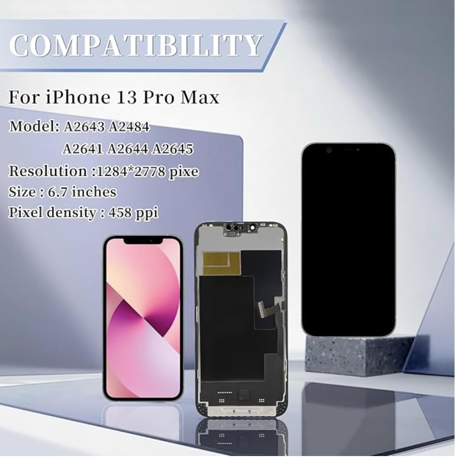 Écran tactile 3D pour iPhone 13 Pro Max 6.7 pouces avec adhésif étanche