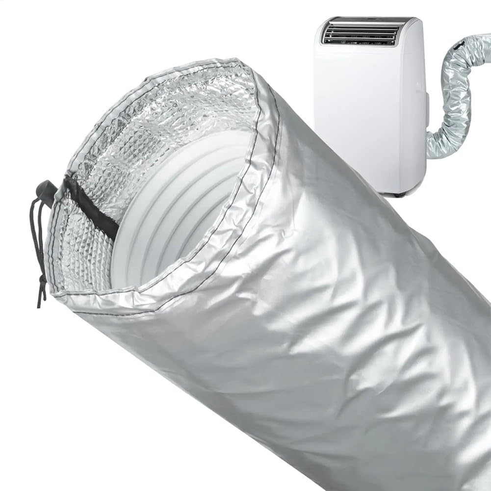 Copertura per tubo portatile per condizionatore d'aria – Manicotto isolante resistente al calore per condotto di scarico CA – Tessuto Oxford regolabile e protezione in alluminio per casa, ufficio