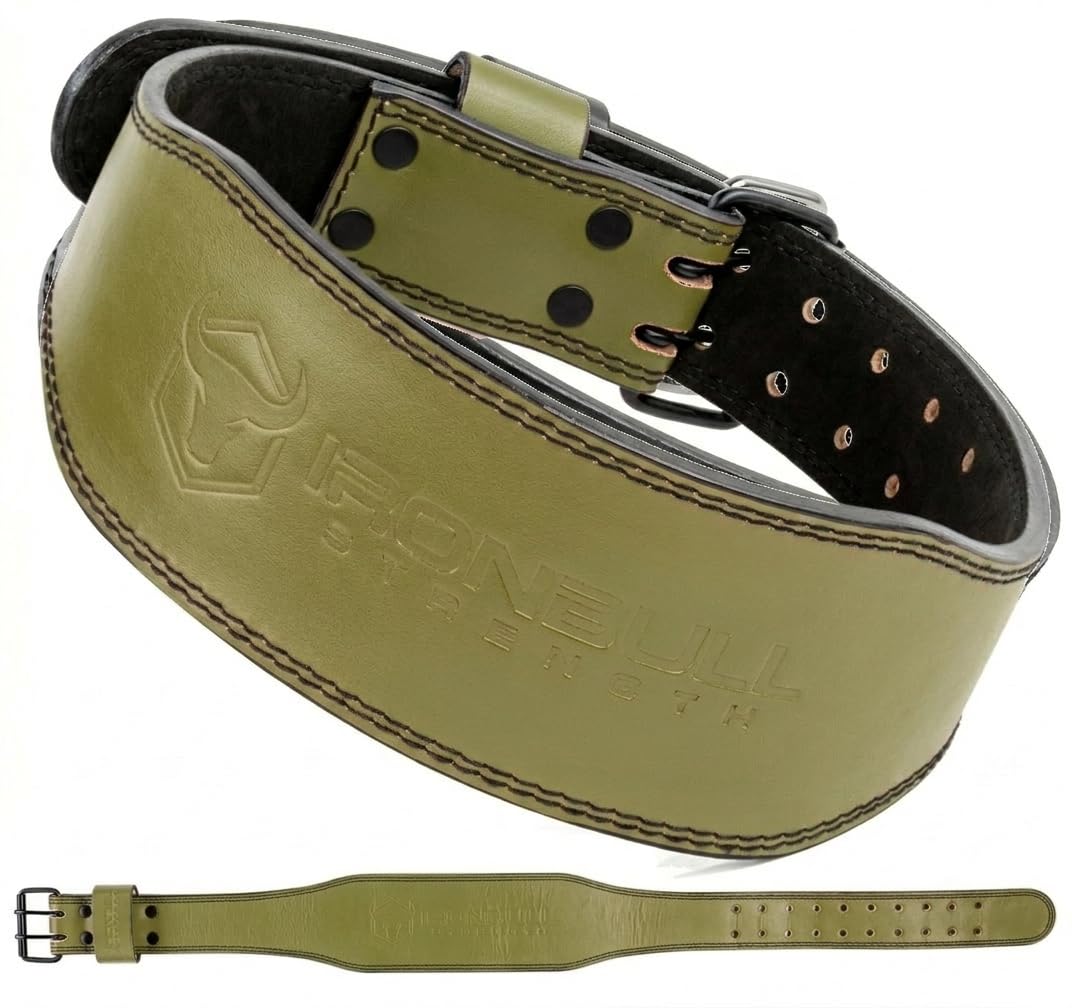 Iron Bull Strength Green Tapered Leather Weight Lifting Belt