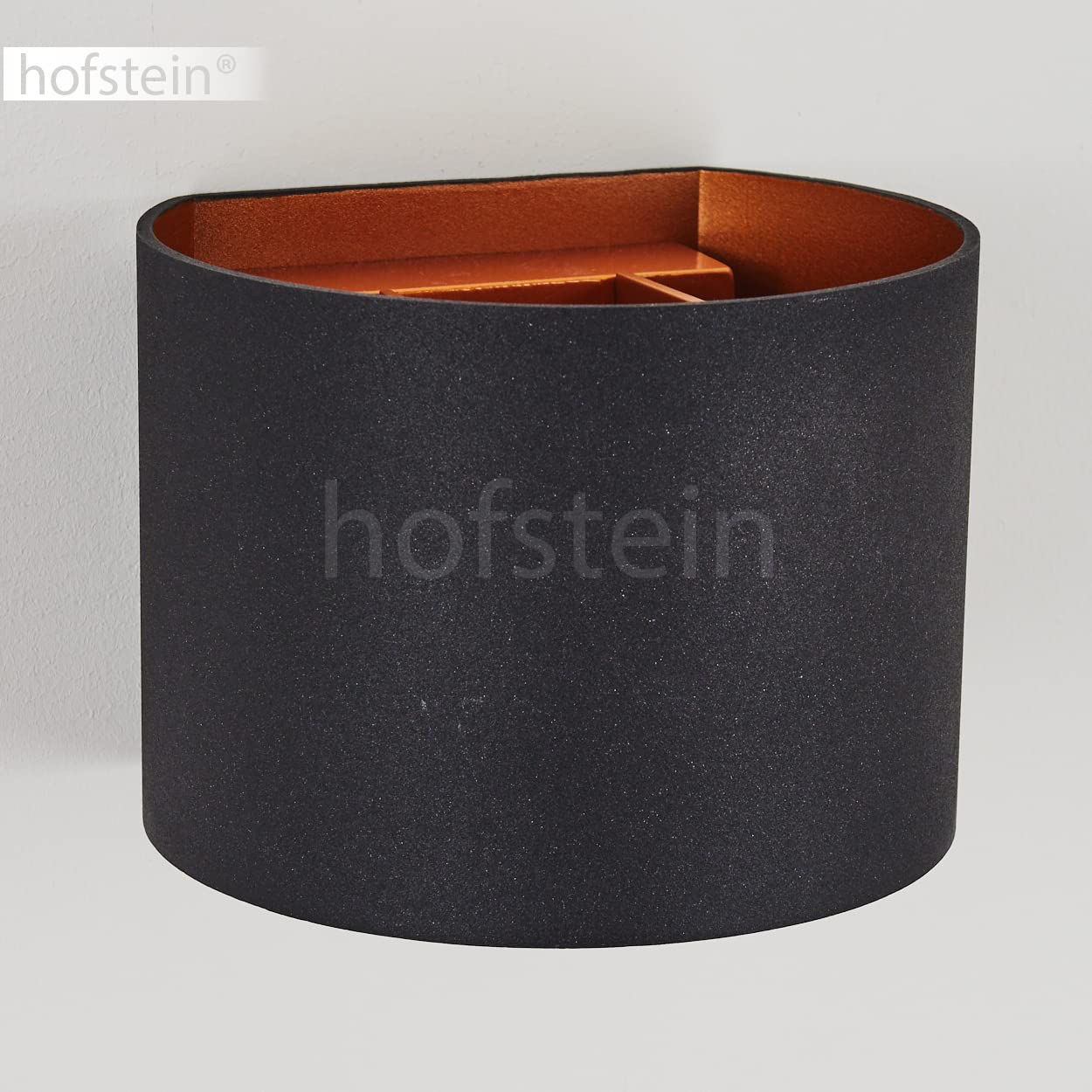 Wandleuchte Badajoz, moderne Wandlampe aus Metall in Schwarz/Kupferfarben, runde Leuchte m. verschiedenen Lichteffekten, Up&Down Leuchte, 1-flammig, 1x G9, ohne Leuchtmittel