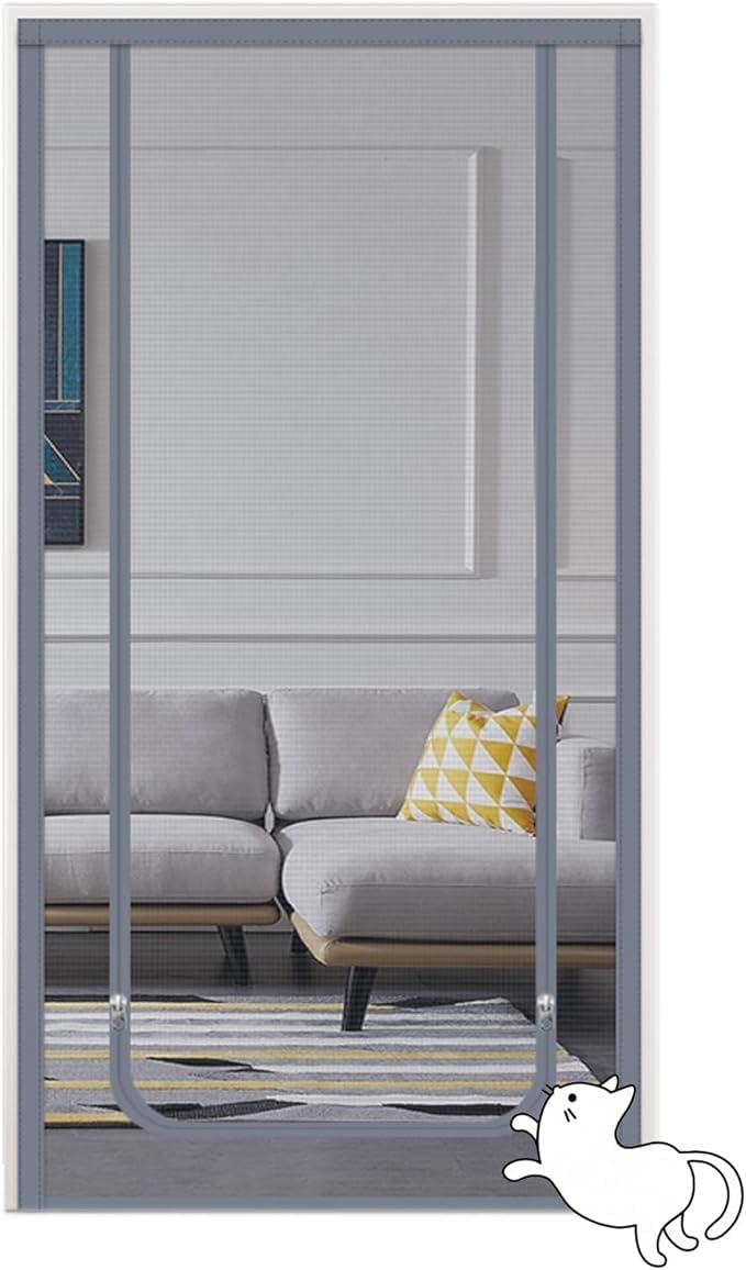 Figpmwld D Ouble-Side Zip Cat Screen Oor, Cat Screen Oor With Zipper, White, Multiple Sizes, Pet Proof Mesh For Patio(,150X220cm)