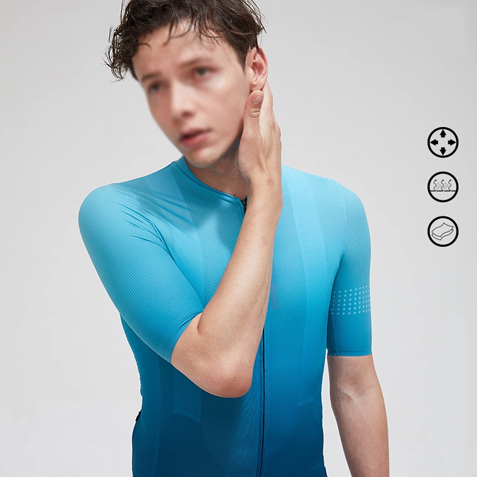 Męska odzież kolarska Męski Jazda na rowerze Koszulka z krótkim rękawem Jersey Moda Blue Gradient Design Rower Górski Koszula Rowerowa Oddychająca I Szybka Suszarka Tkanina Top Męskie koszulki kolarsk