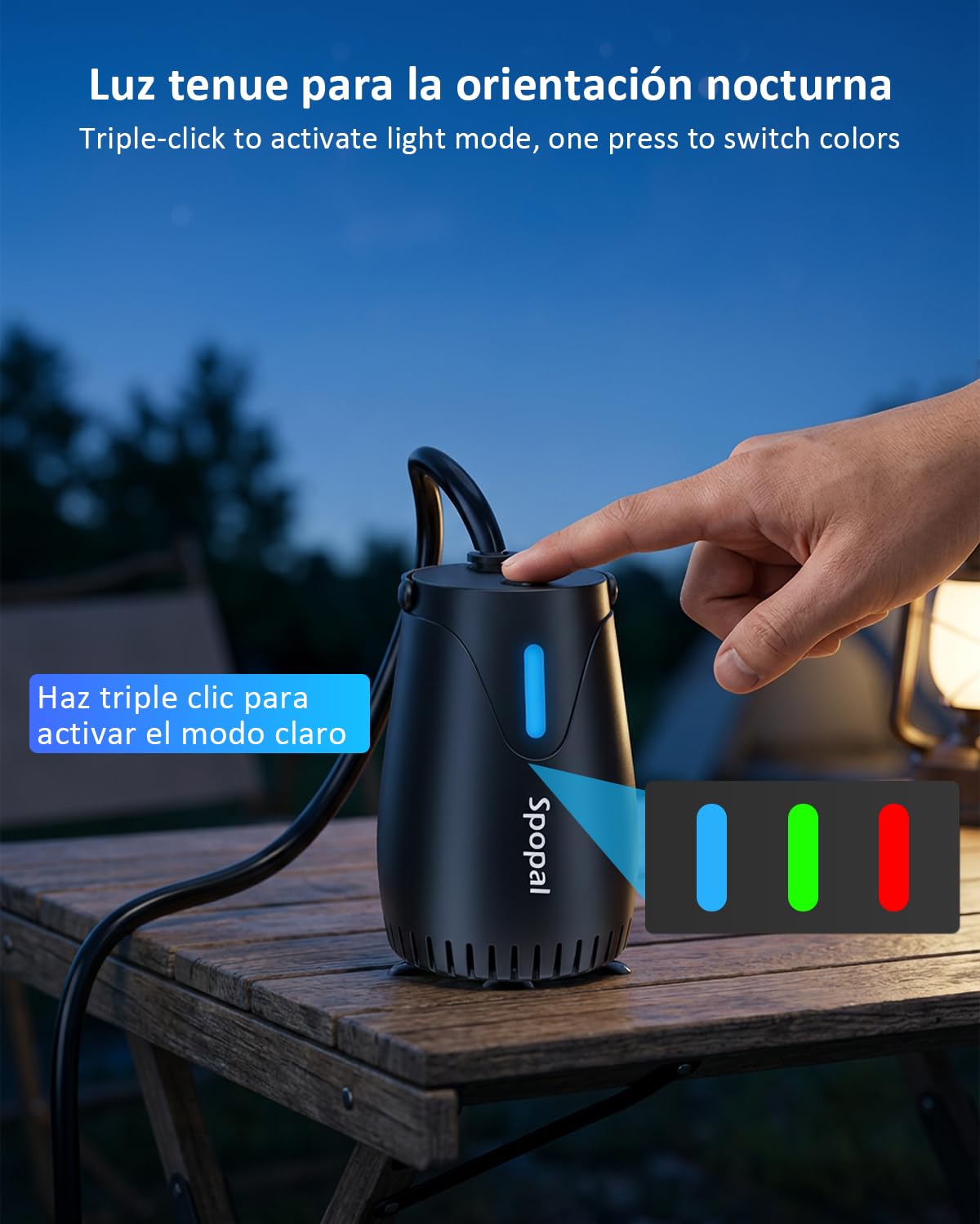 Spopal Ducha Portátil Camping, [8000mAh Batería] [Luz Nocturna] Recargable Ducha Camper, Pantalla Led Inteligente, IPX8 Impermeabilización, 5 Velocidades, para Camping, Viajes, Mascota Limpia