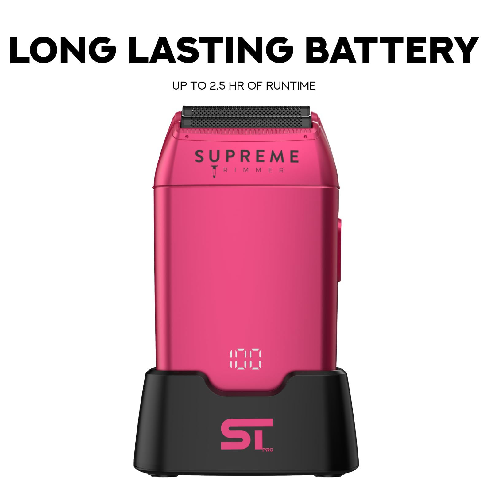 Supreme Trimmer STF602 Elektrorasierer für Herren, Nass-/Trockenrasierer für Herren, Schwarz – Crunch (Rosa)