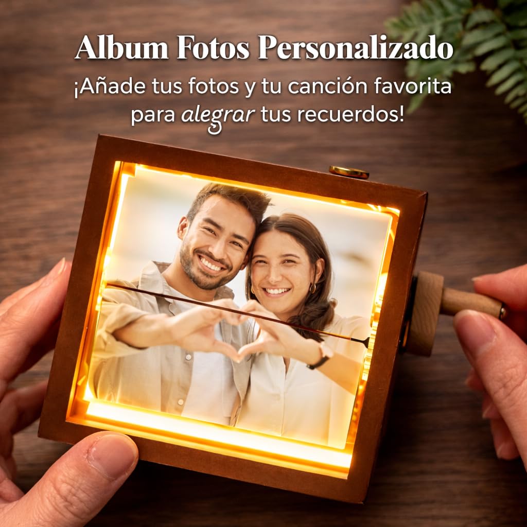 Album Fotos Personalizado con Manivela Luz Led Marco de Libro de Fotos Animación Regalos