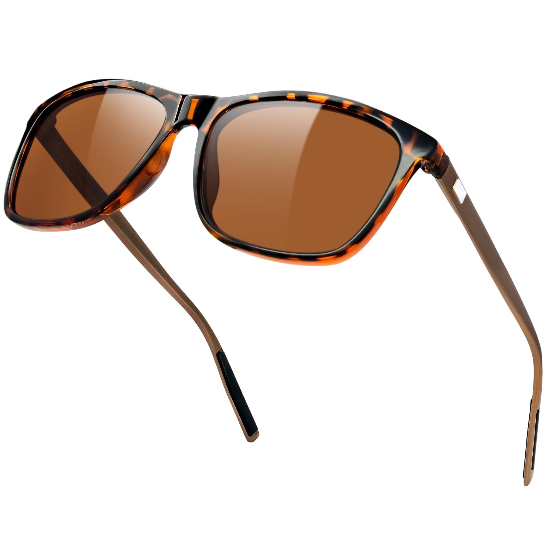 Kanastal Unisex F008- Leopard Brown Tortoiseshell Brown Sunglasses Mens Womens Polarised Square Uv400