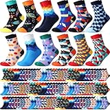 Coume 60 Pairs Funny Cotton Socks Bulk for Unisex, Crazy Random Patterns Colorful Socks for Mens Daily Wear, Size 9-12