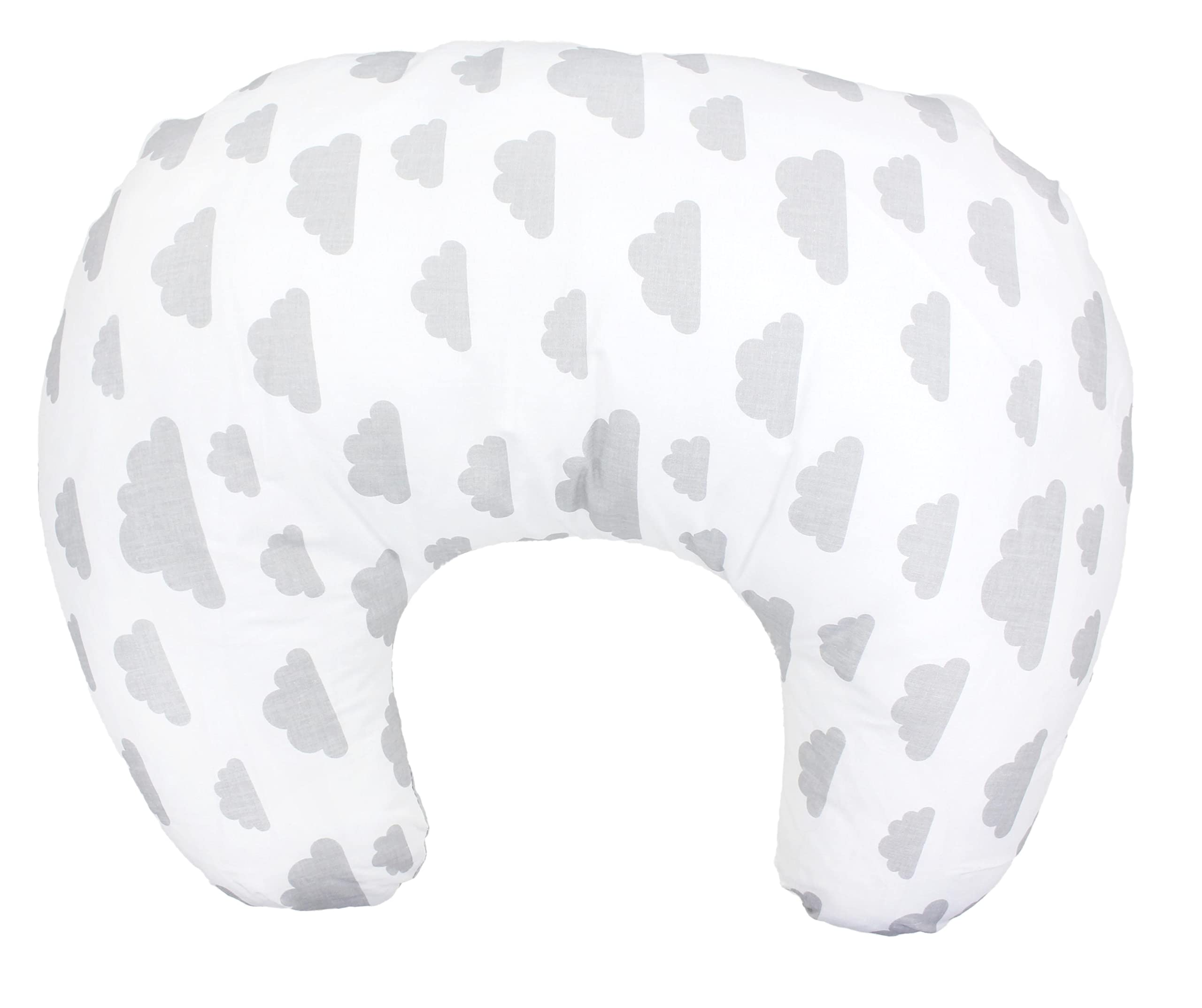 TupTam Baby Stillkissen Klein mit Baumwoll-Bezug, Farbe: Wolken Grau/Weiß - 4