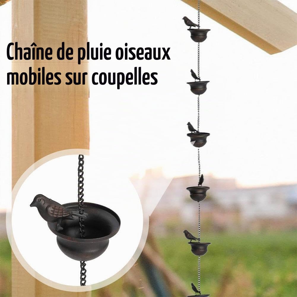 Chaîne d'eau de Pluie en,Chaîne de pluie en,Pluie pour Gouttières,Pluie pour Descentes Pluviales,Pluie en Métal Suspendue, Ornement Jardin Pluie