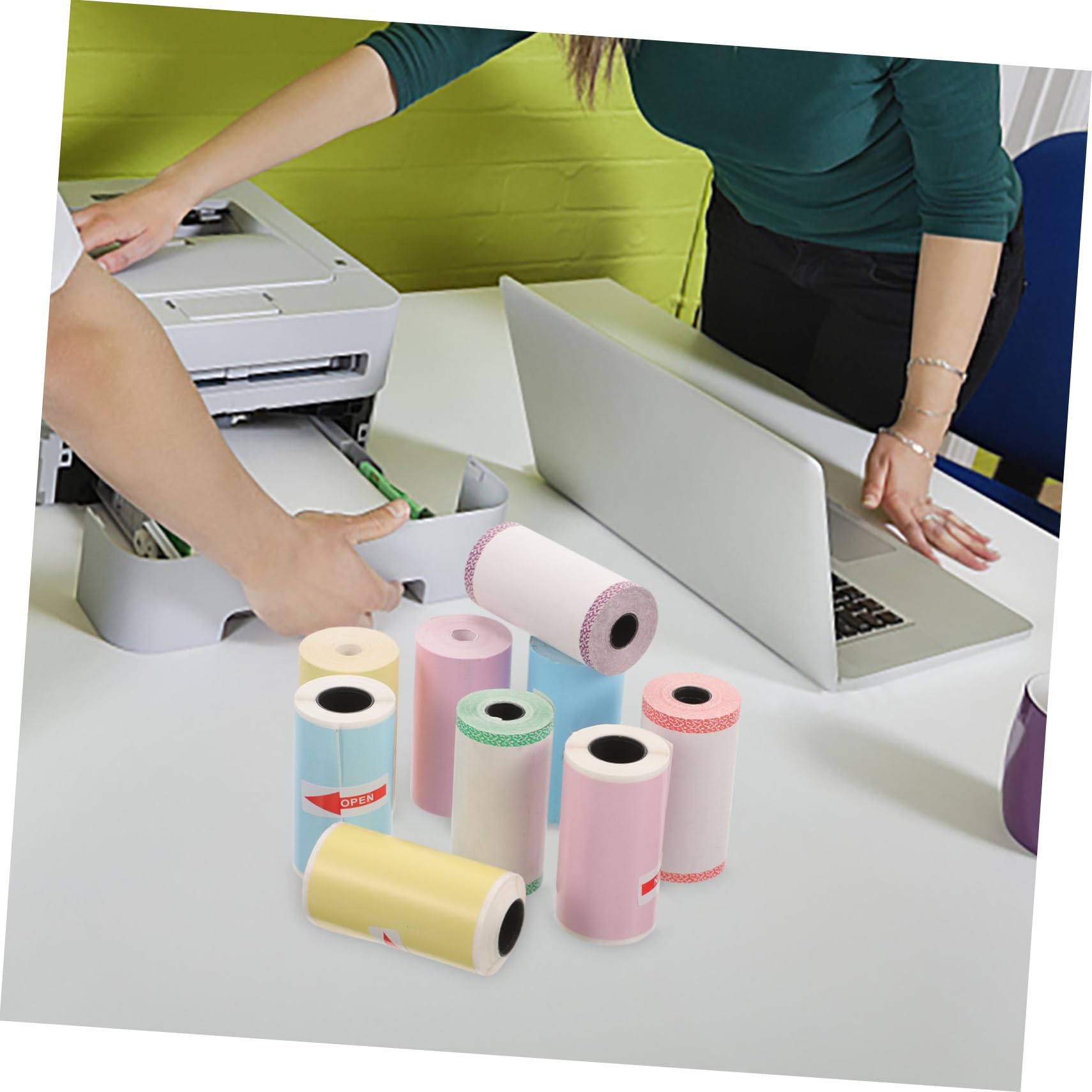 ARTIBETTER 2 Set Etichette Termiche Autoadesive Colorate Per Mini Stampanti Per Etichettatura E Organizzazione Documenti Barattoli E Contenitori Adesione Resistente E Facile 9 * 2