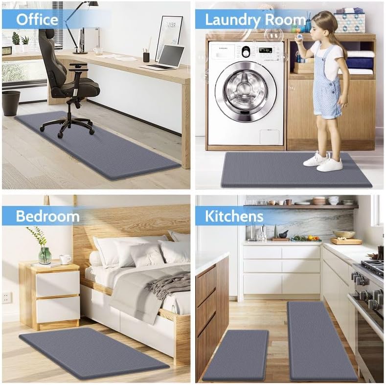 Miniatura 7 de StepLively Tapete de cocina, 2 piezas, tapetes de cocina acolchados para piso, tapete antifatiga, juego de alfombras de cocina, tapete