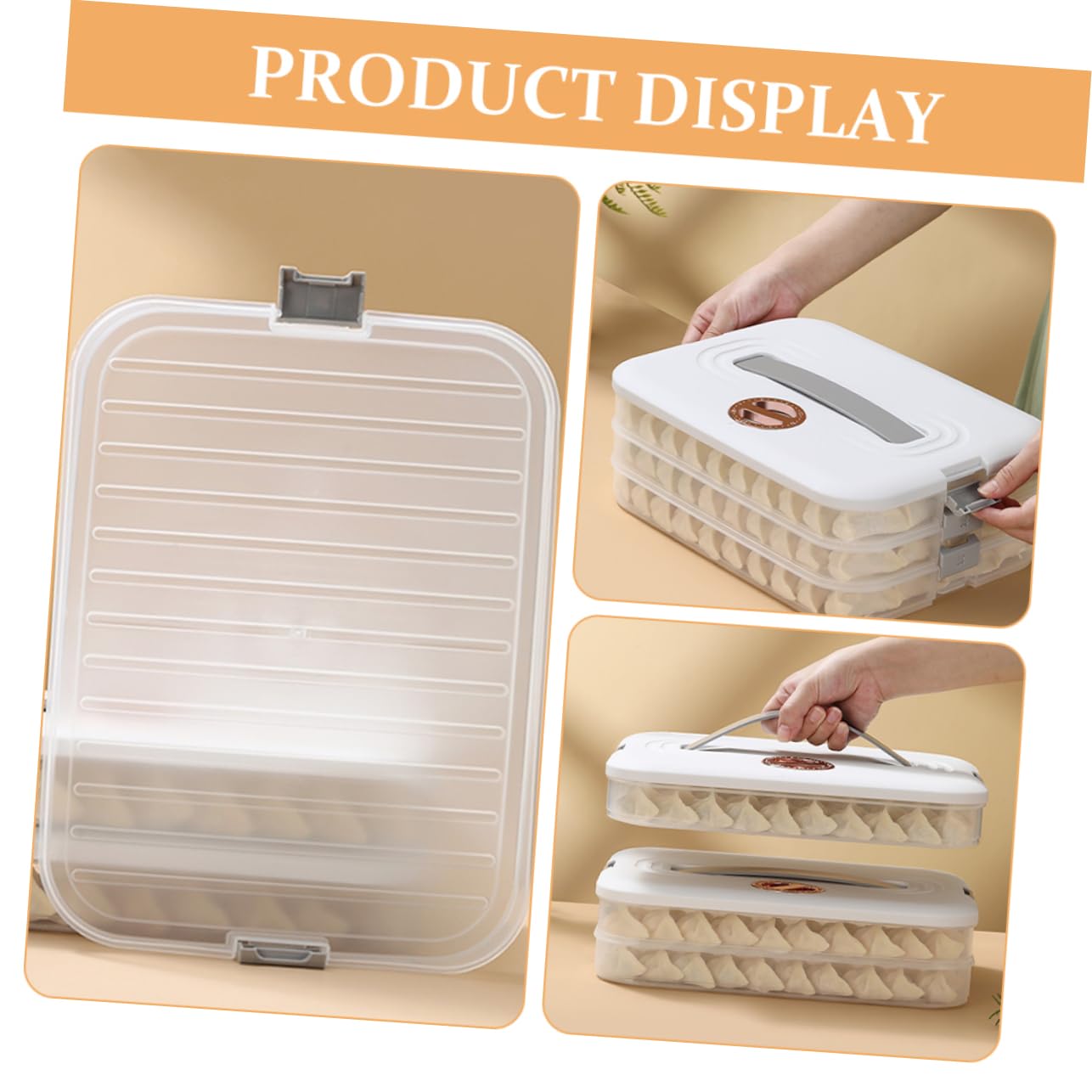 Cabilock Boîte de Rangement pour Raviolis 3 Couches, Plastique Alimentaire Blanc, Hermétique et Léger, pour Conservation Réfrigérateur et Congélateur, Maison Cuisine, Boîte de Stockage