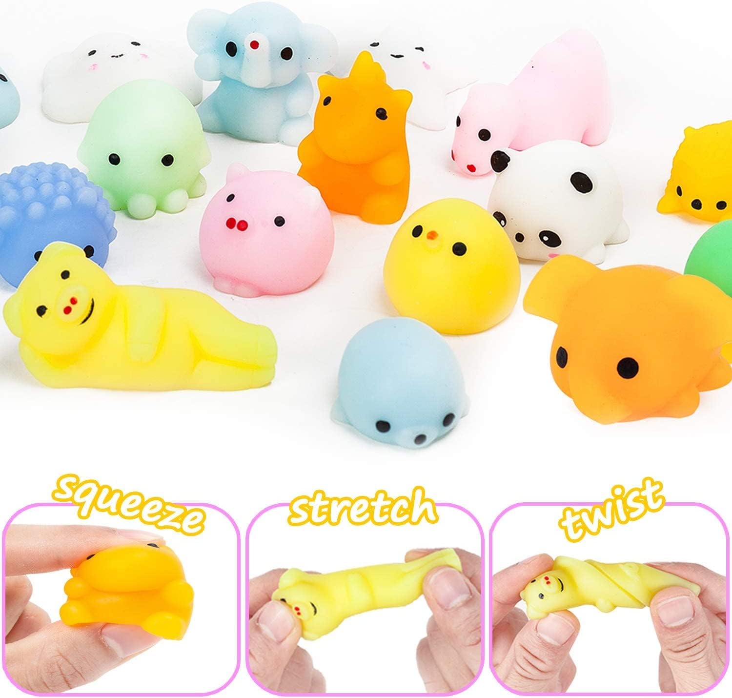 Chocozone Pack of 40 Squishy Toys Squishies Animals Squeeze Toys Stress Balls Cute Birthday Party Favors Squishy Toy for Kids