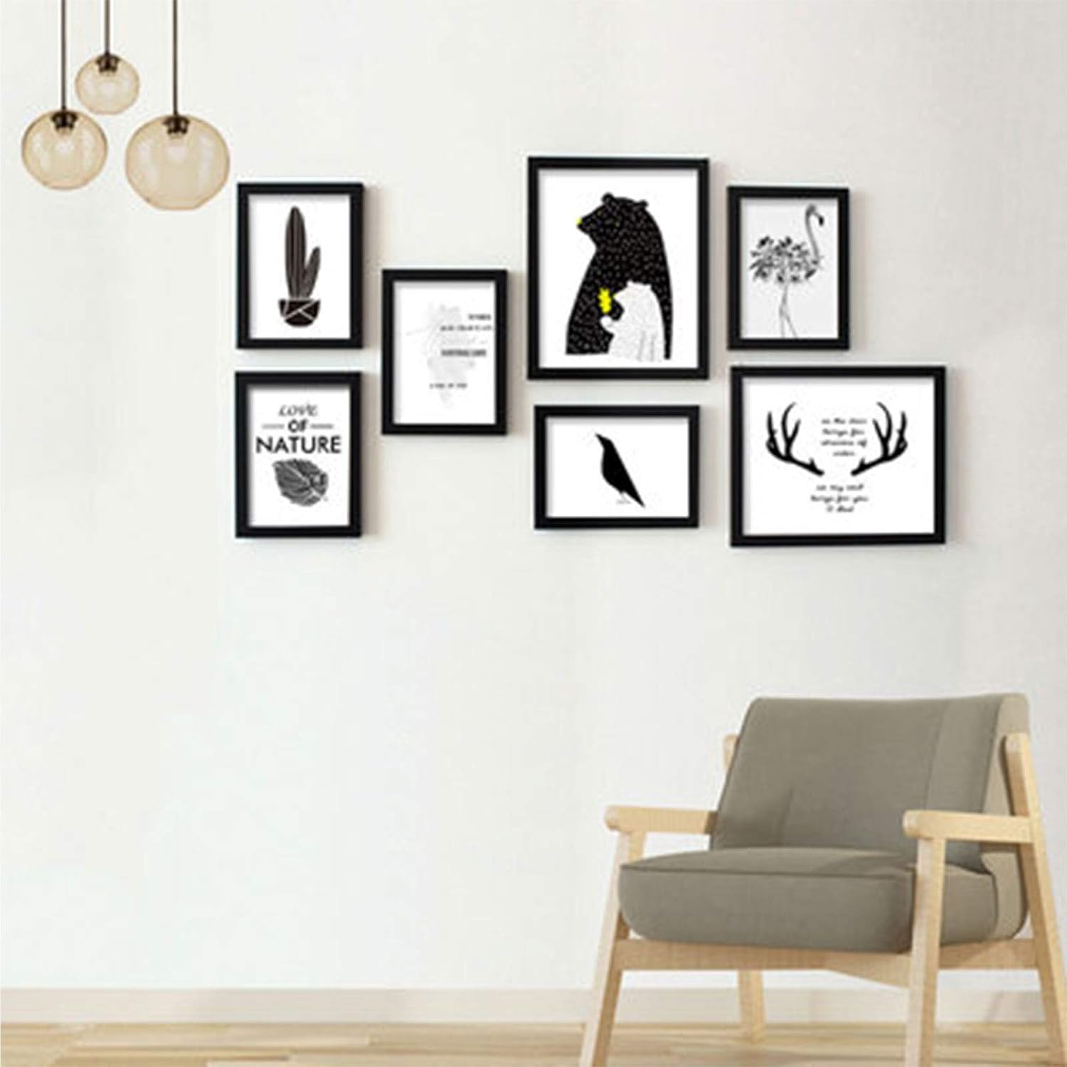 Amazon Co Jp 写真フレームセット 額 額縁 壁掛け 木製 フォトフレーム 壁面積 110cm 65cm 90cm 80cm ミシン目なし ホワイト ブラック ブラウン ブルー ウッド 再利用可能 1 1取り付け図 家電 カメラ