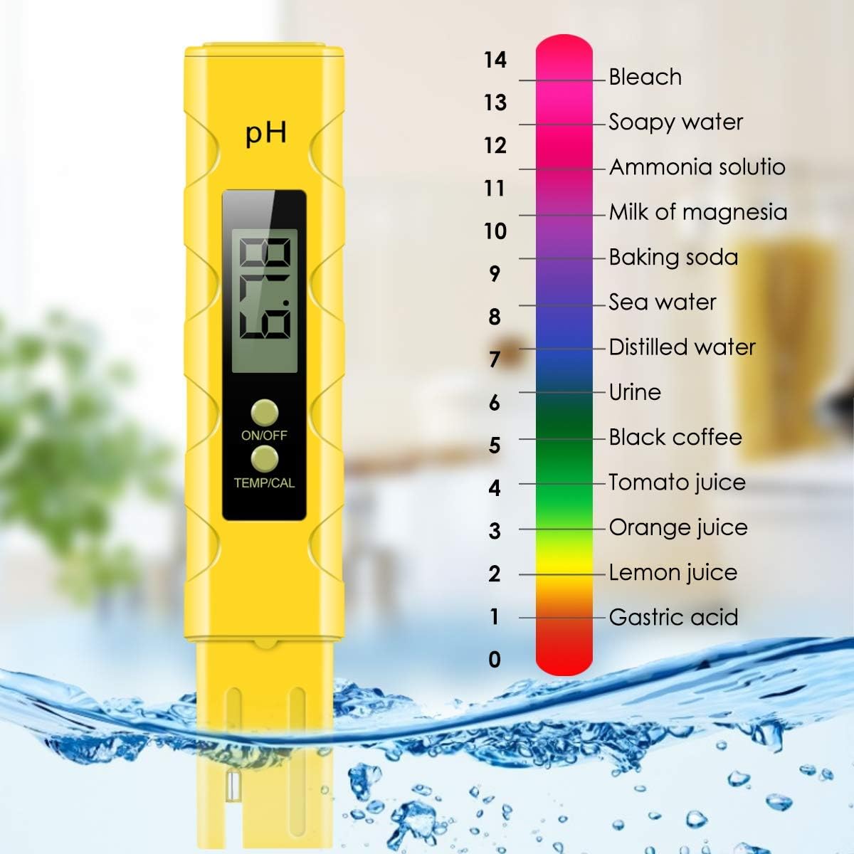Digital PH Meter, 0.01 Resolution PH Meter Accuracy Water Quality Tester with ATC 0-14 PH Measurement Range for Household Drinking Water