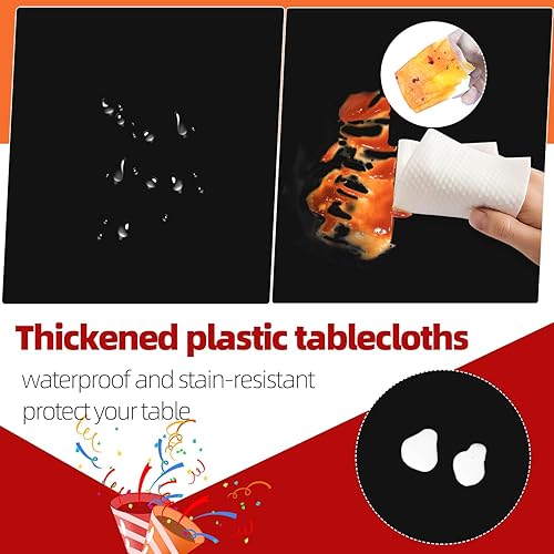 Miniatura 3 de Paquete de 6 manteles de plástico desechables rectangulares de 54 x 108 pulgadas, manteles de plástico negros para fiestas