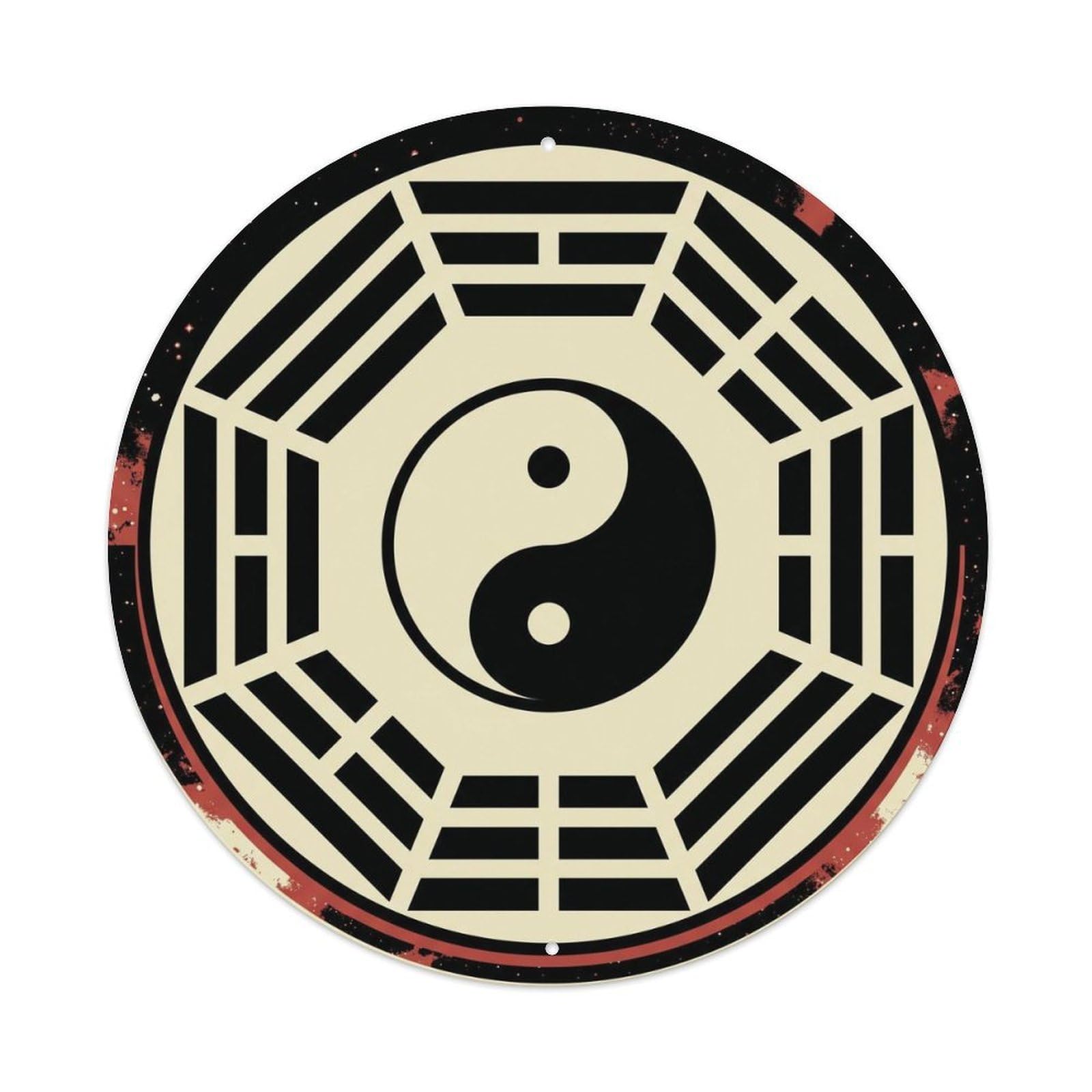 Pre Heaven Bagua Taoist Circle Yin Yang Cosmology Diagram Metal Tin Sign Plaque Wall Decor for Cafe, Man Cave, Club Bar, Office, Home Garden Round Metal Poster 8x8Inch