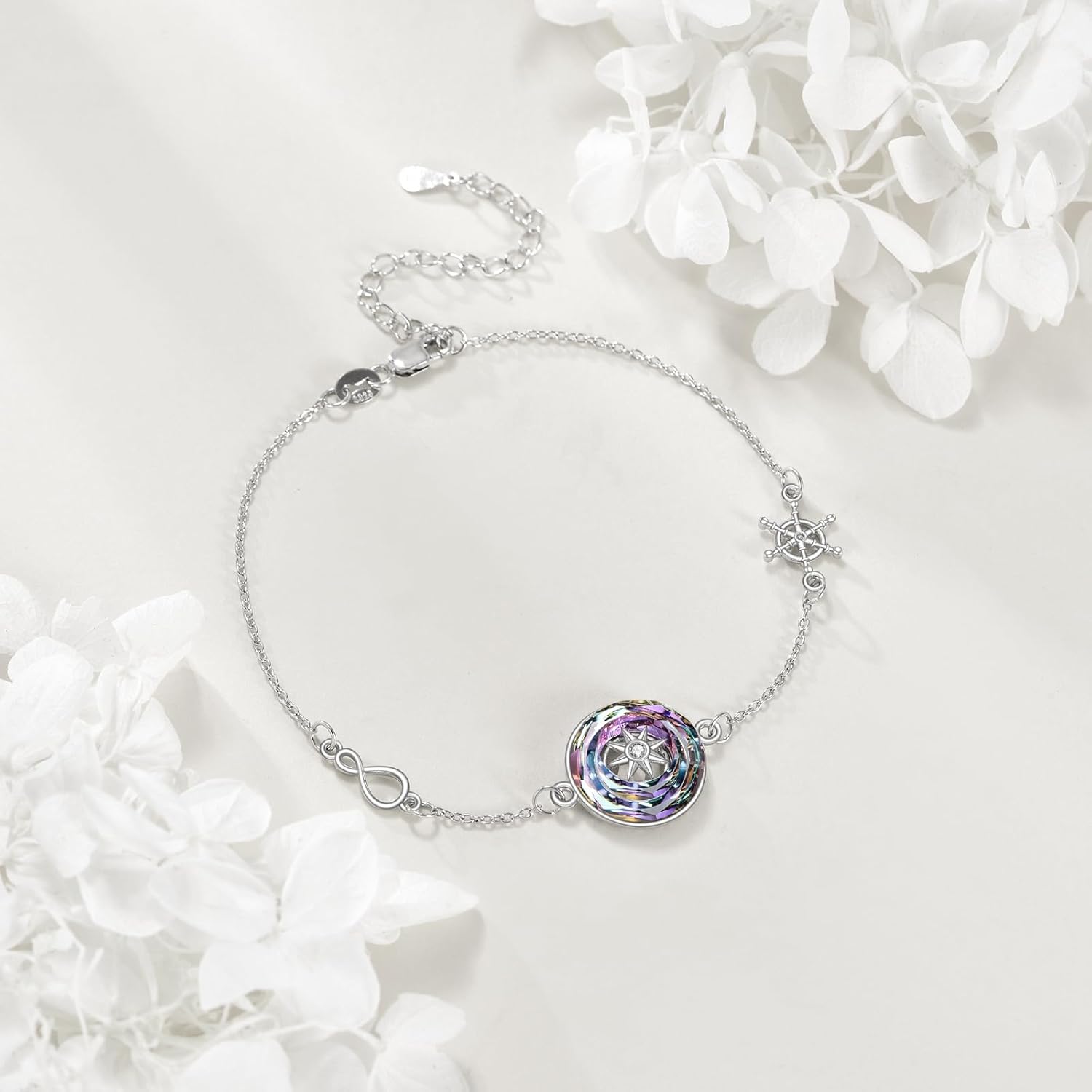 Compass Bracelet Sterling Silver Rudder Compass Bracelet Graduation Friendship Talisman Travel Bracelet Inspirational Graduation Jewelry for Women Daughter - Image 4