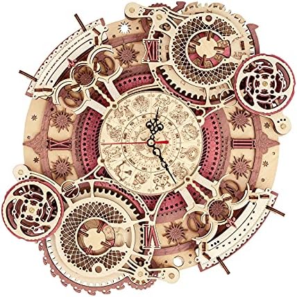 ROKR Sternzeichen Wanduhr, 3D Holzpuzzle Für Erwachsene LC601 | Schreibtischdeko, Geschenk für Männer und Frauen, funktionierende mechanische Uhr, 168 Teile, bebilderte Anleitung
