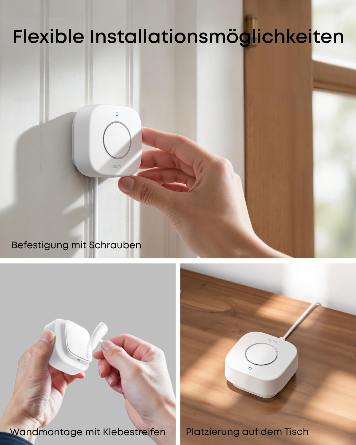eufy Innensirene E20, 110dB Alarm, Notfall-Akku, große Reichweite, Flexible Montage, benötigt HomeBase 2, 3, Mini oder Pro (EU-Version)