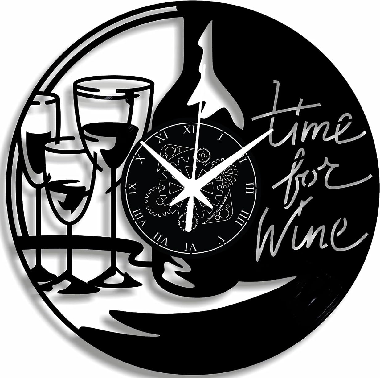 Instant Karma Clocks | Wall Clock | Time For Wine | Restaurant | Pub | Wine Shop | No Ticking Home Decoration
