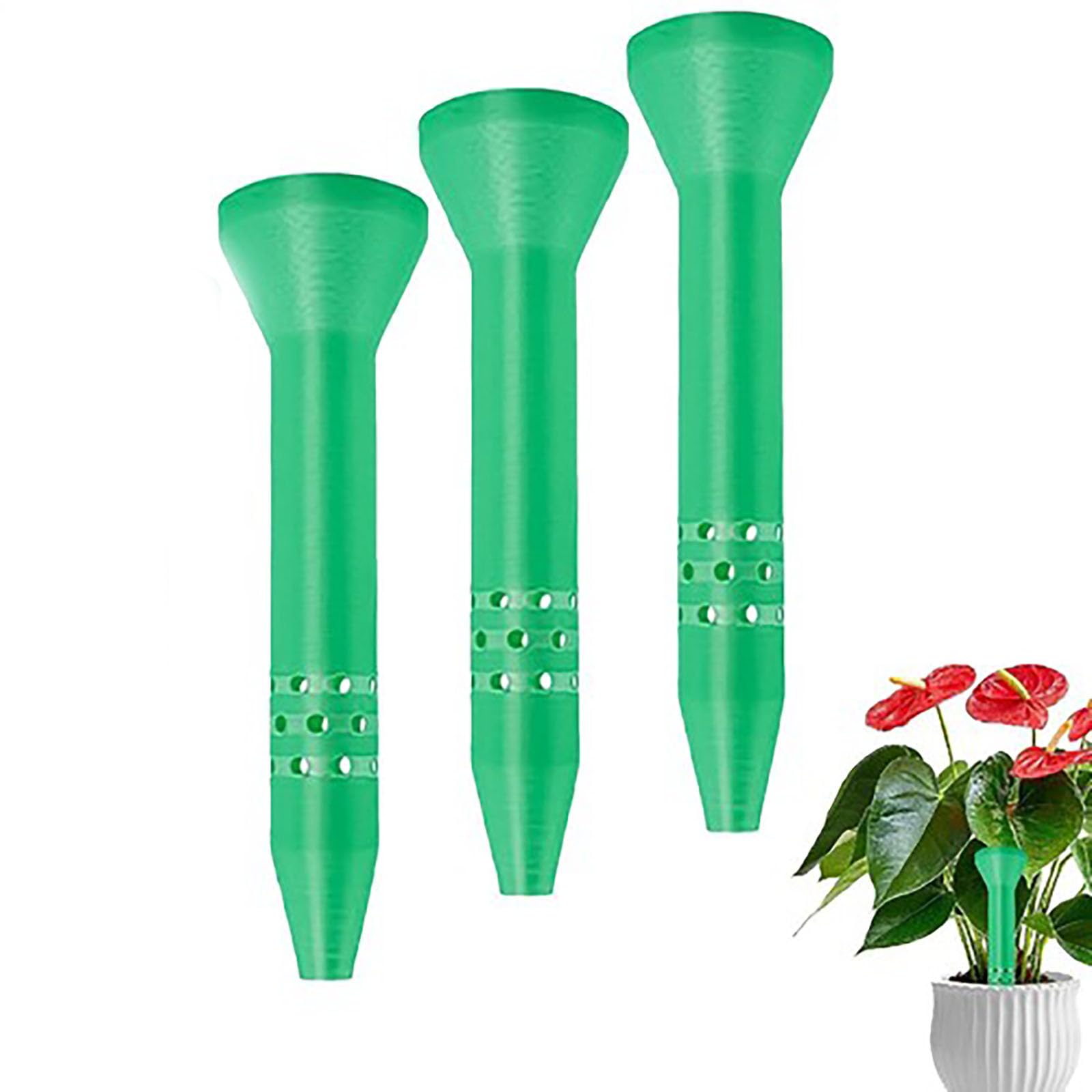 Root Watering Spikes,Automatic Plant Water Stake,Deep Roots Irrigation Spike,Plastic Plant Water Dispenser Funnels Irrigation Insert Device,Garden Waterings Stick for Shrub Vegetable (Green,3pcs)