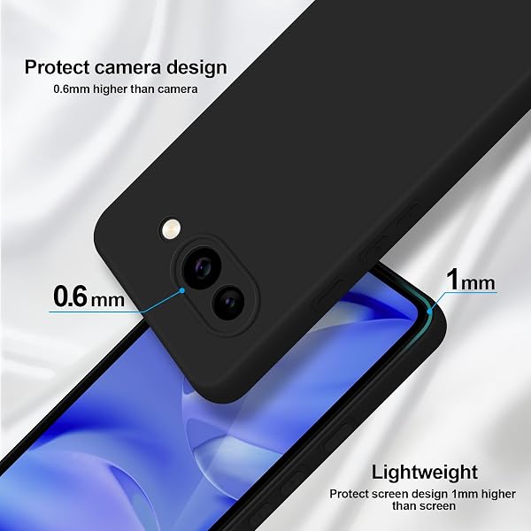 GiiYoon Coque pour Google Pixel 9a Case en Silicone, Etui de Protection Antichoc Etui Housse Silicone Ultra-Mince avec Couche Intérieure en Fibre et Protection pour Caméra, Noir - 3