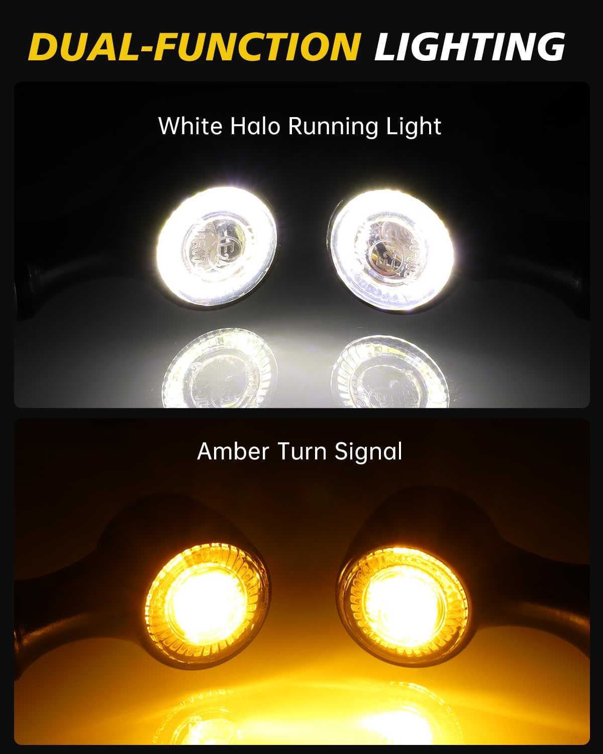 Front Flush LED Turn Signals Kit with Plug & Play Adapter Harness Compatible with Grom MSX125 CBR1000RR CBR500R CBR650R CRF250L CB650F NC 700 750 White Halo Running Light Amber Blinker