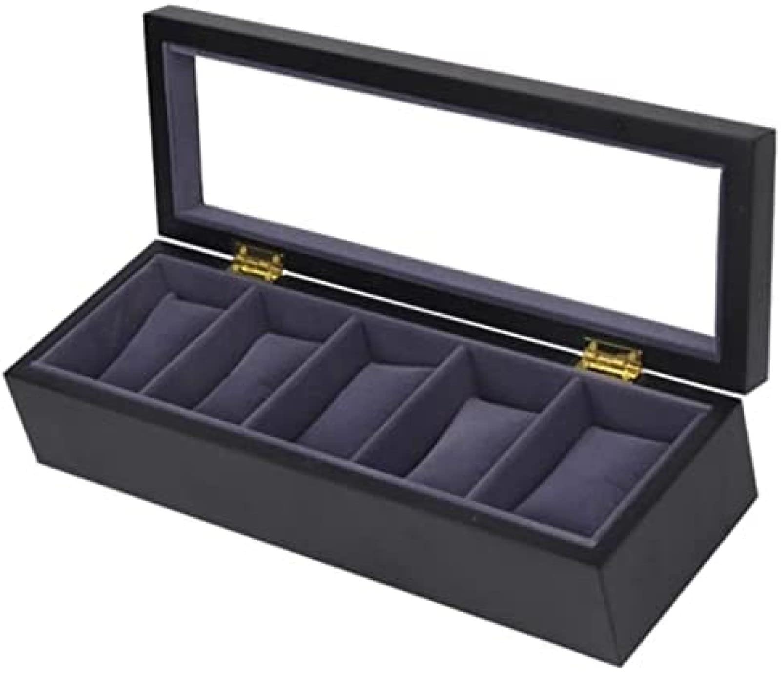 YNBSHGAA Watch Box Watch Case Watch Roll Watches Display Storage Organizer 5 Slots Wood Watch Box Clear Top Jewelry Collection Display Storage Holder,Wit,34X11.5X7.8cm,Wit-34X11.5X7.8cm