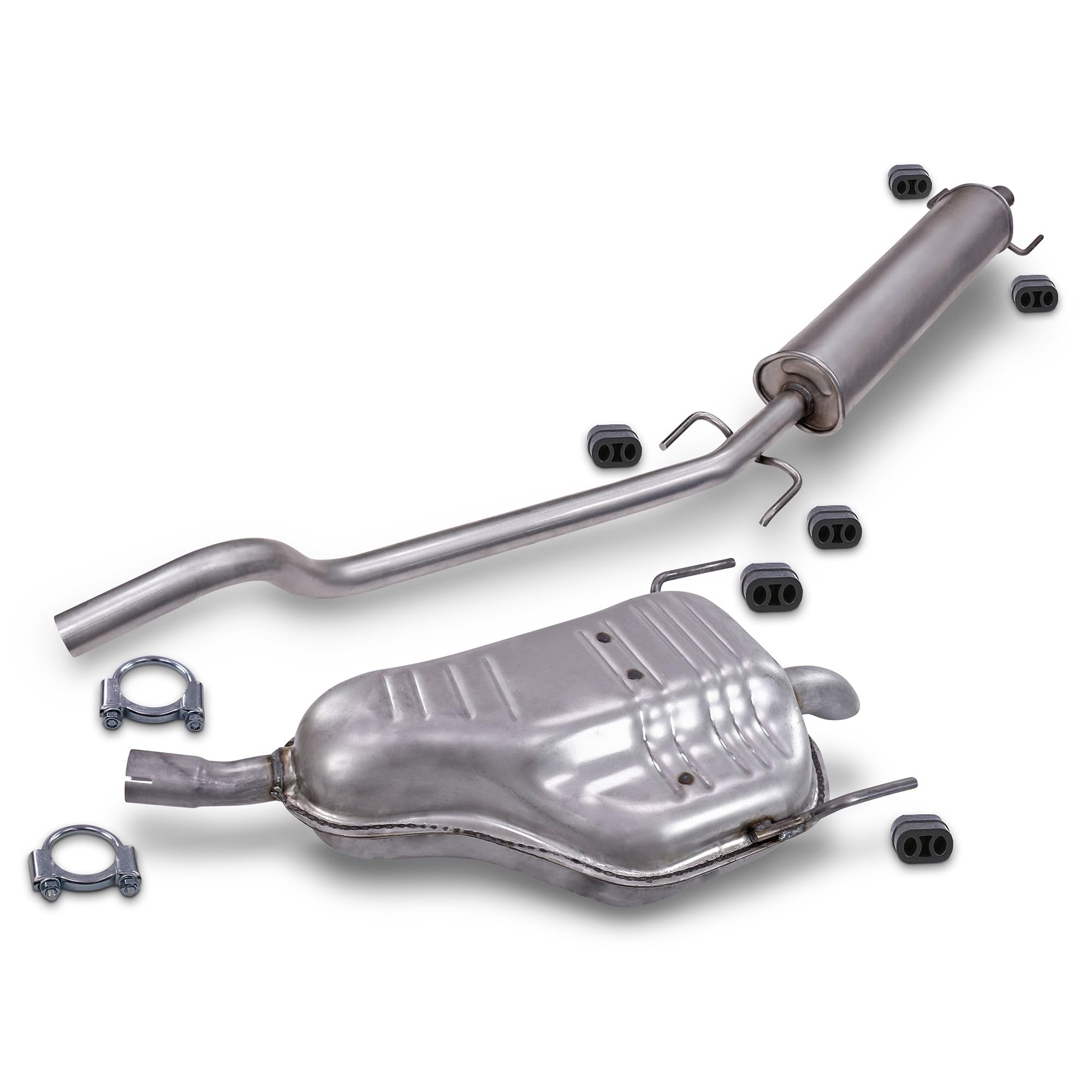 ATEC Germany Auspuff Schalldämpfer Set 1x Mittelschalldämpfer, 1x Endschalldämpfer inkl Montagezubehör Kompatibel mit OPEL ASTRA H (A04), ASTRA H CLASSIC Schrägheck (A04), ASTRA H GTC (A04)