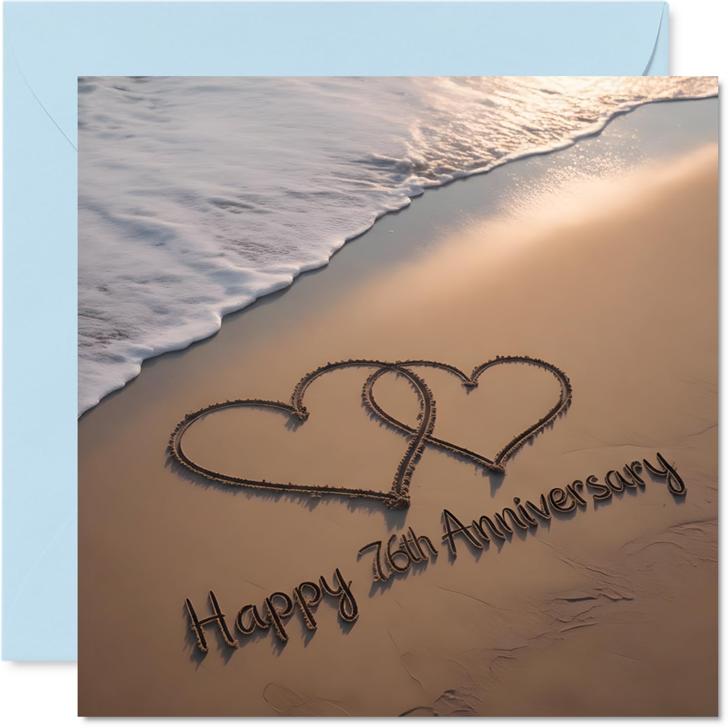 76th Anniversary Card for Women and Men, Love on the Ocean Shore