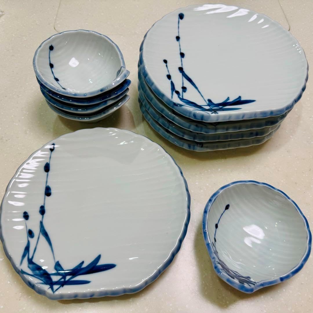 信楽焼 青 タンブラー ビーンズ皿 2セット 信楽焼 青 白 ツートン